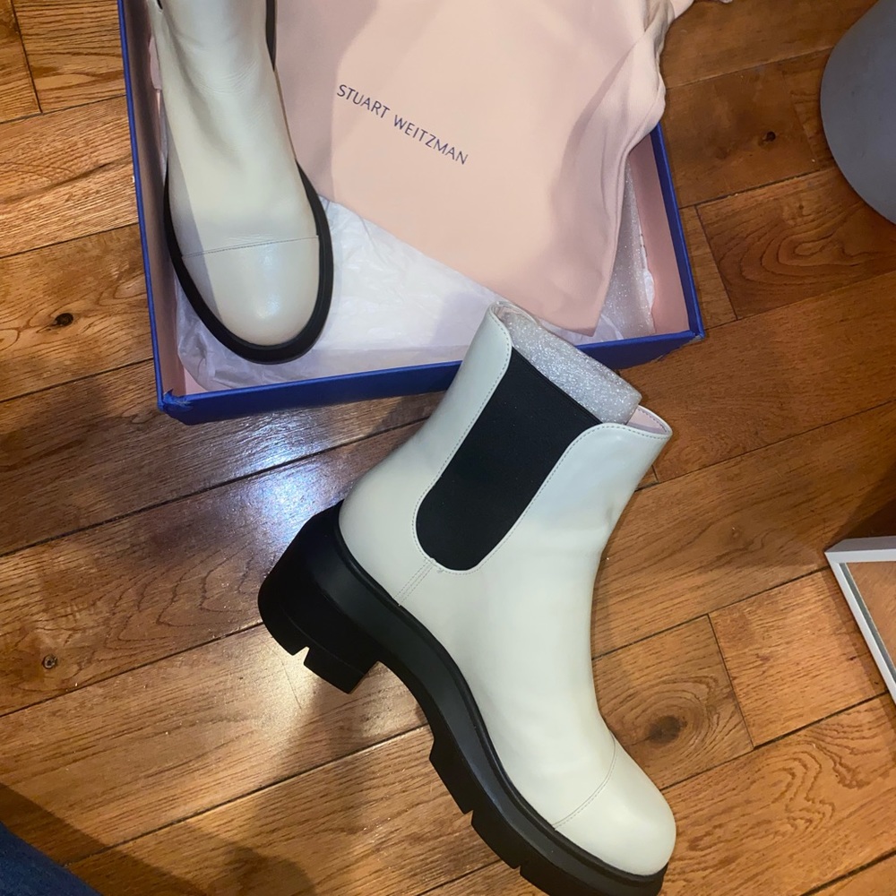 Stuart Weitzman White Leather Boots